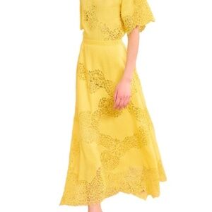 Ulla Johnson Omila Handkerchief Linen Skirt Citrine Size 4 NWT